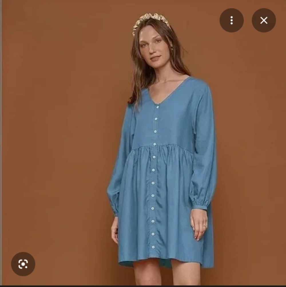 Tradlands Remi Denim Babydoll Dress Button Down